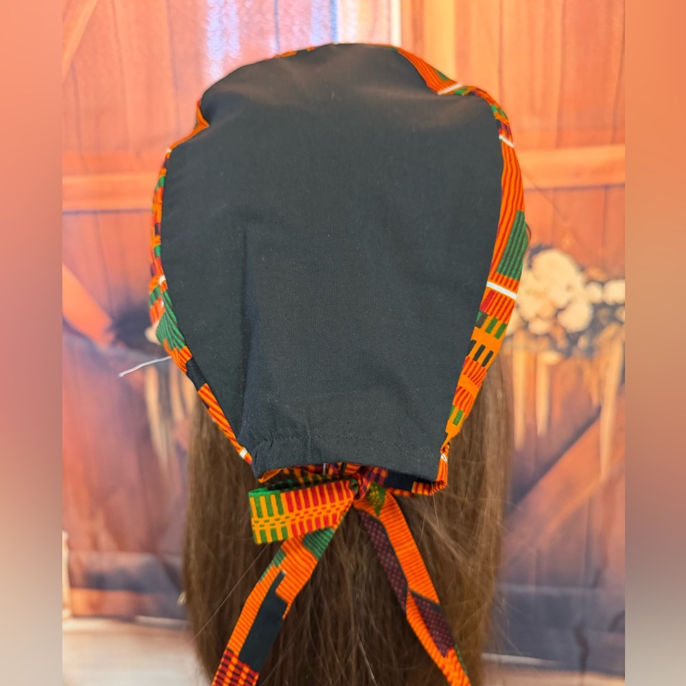 Handmade Multicolor Geometric Print Scrub Cap/ Nurse Hat - Picture 2 of 2